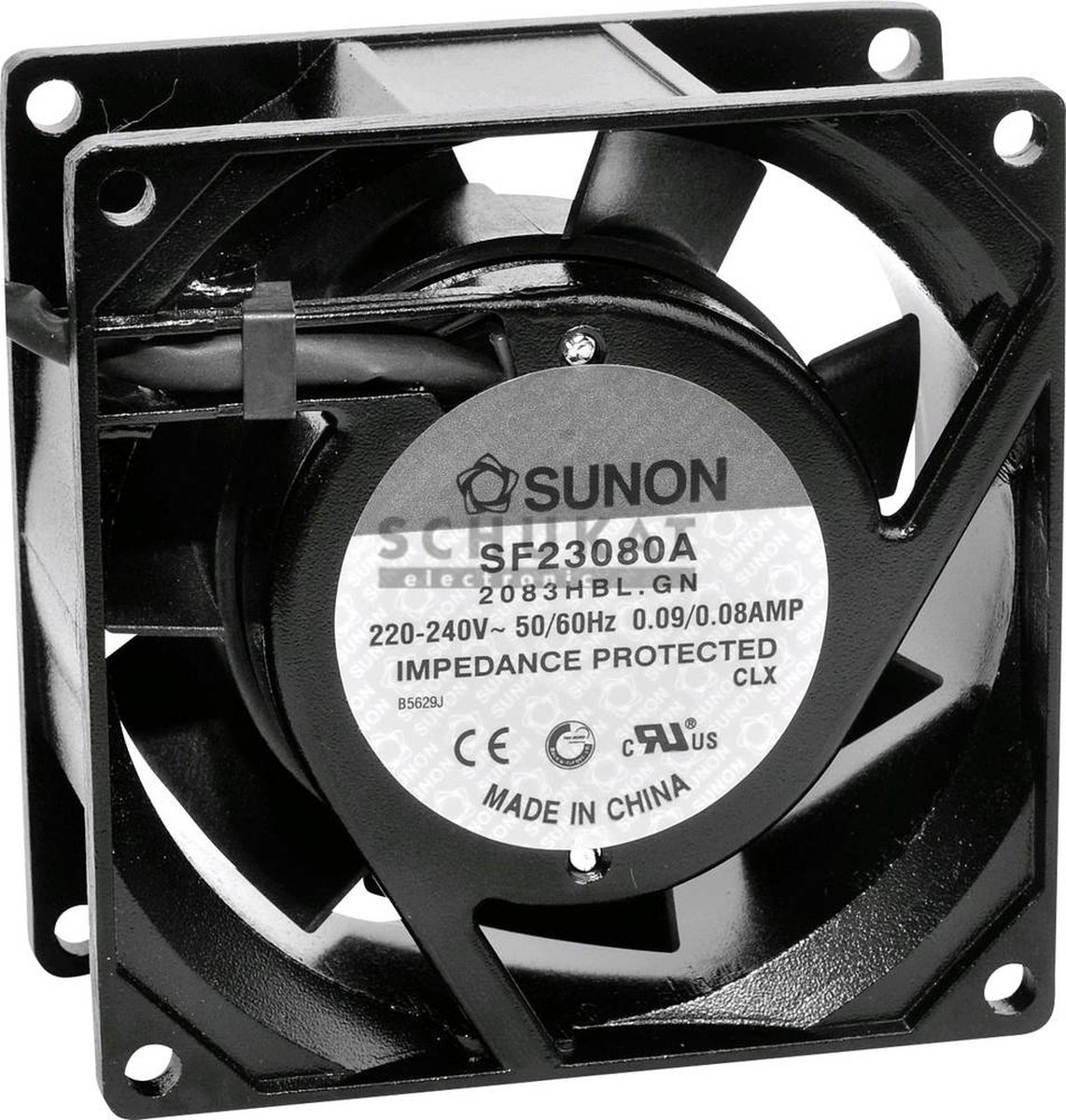 Sunon SF23080A2083HBL Axiaalventilator 230 V/AC 40.78 m³/h (l x b x h) 80 x 80 x 38 mm