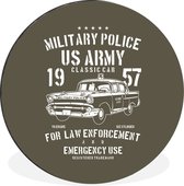 Cercle mural - Cercle mural - Mancave - Voiture - Police - Vintage - Aluminium - Dibond - ⌀ 60 cm - Intérieur et Extérieur