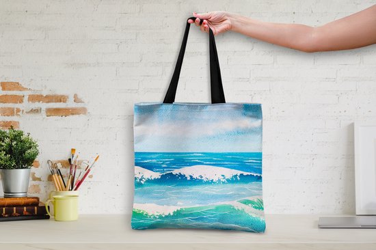 Sac Bandoulière - Sac Plage - Shopper Golf - Mer - Aquarelle - 40x40 cm - Sac Coton