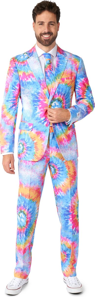 OppoSuits Mr. Tie Dye - Heren Pak - Flower Power Kostuum - Carnavalskleding - Meerkleurig - Maat EU 60