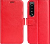 Sony Xperia 1 IV Hoesje - MobyDefend Wallet Book Case (Sluiting Achterkant) - Rood - GSM Hoesje - Telefoonhoesje Geschikt Voor Sony Xperia 1 IV