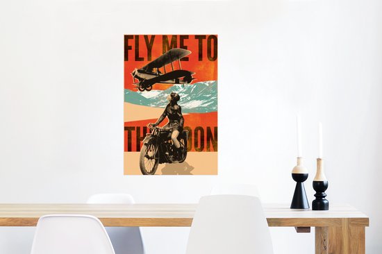 Affiche Avion - Moteur - Vintage - Citation - 60x90 cm - Cadeau Vaderdag - Cadeau - Cadeau pour lui - Astuce - Homme