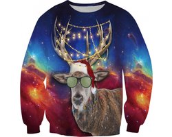 Rendier met zonnebril kersttrui - Maat L - Foute Kersttrui - Superfout - Foute trui - Feestkleding - Kerstkleding - Foute kleding - Kerst trui - Kersttrui dames - Kersttrui heren - Lelijke Kersttrui - Grappige Kersttrui -