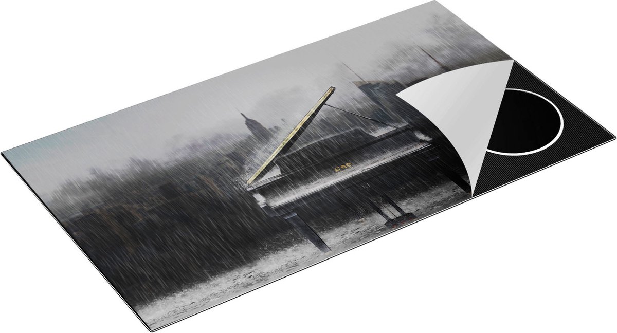 Chefcare Inductie Beschermer Piano in de Regen voor een Stad - 95x50 cm - Afdekplaat Inductie - Kookplaat Beschermer - Inductie Mat