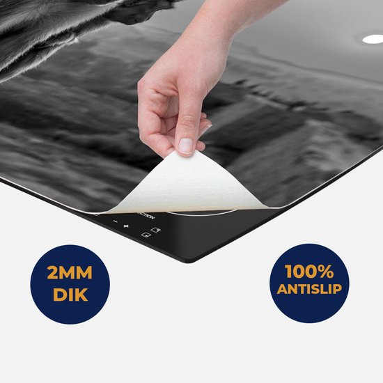 Chefcare Inductie Beschermer Twee Apen Bekijken de Zonsondergang - Zwart Wit - 59x52 cm - Afdekplaat Inductie - Kookplaat Beschermer - Inductie Mat