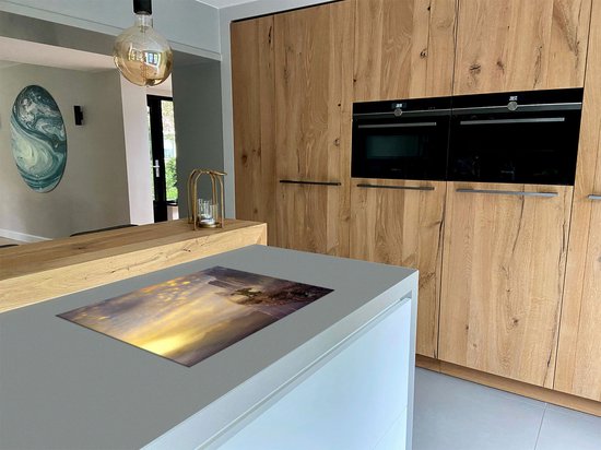 Chefcare Inductie Beschermer Draak op een Rots bij Zonsondergang - 75x55 cm - Afdekplaat Inductie - Kookplaat Beschermer - Inductie Mat