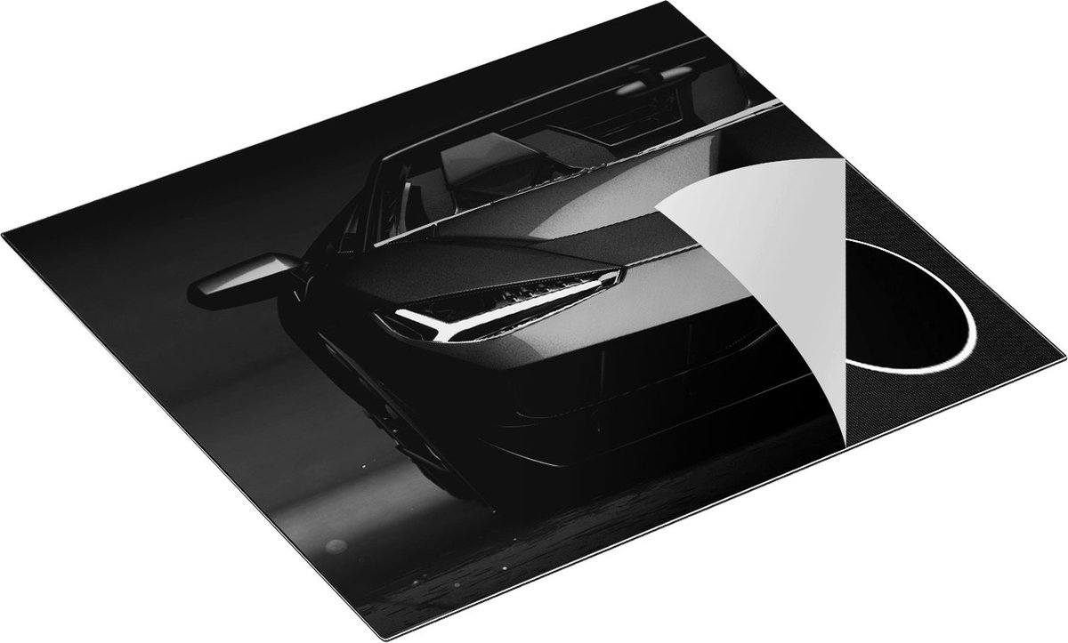 Chefcare Inductie Beschermer Zwarte Sportwagen Auto - Zwart Wit - 59x52 cm - Afdekplaat Inductie - Kookplaat Beschermer - Inductie Mat
