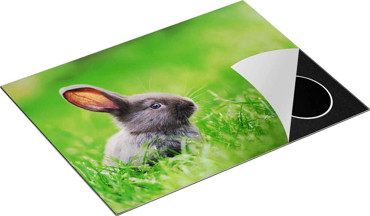 Chefcare Inductie Beschermer Konijn in het Gras - 70x52 cm - Afdekplaat Inductie - Kookplaat Beschermer - Inductie Mat