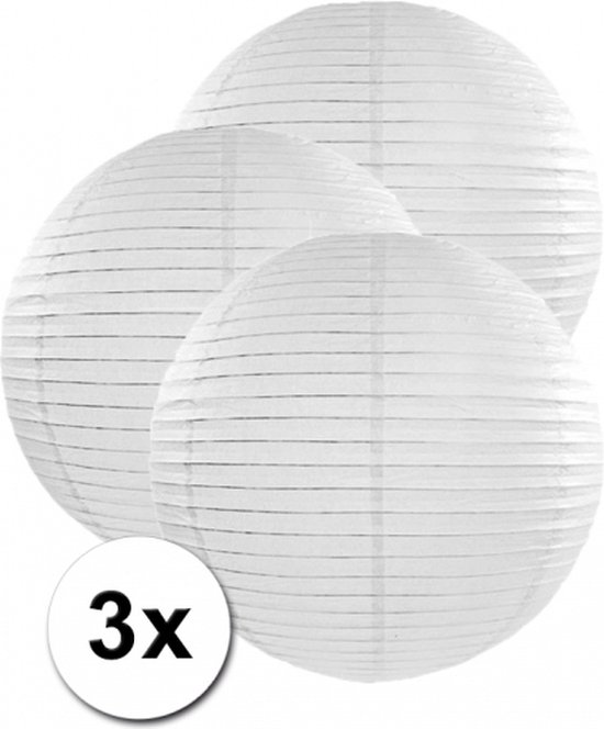 3x stuks witte luxe lampionnen van 50 cm