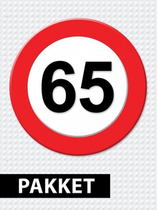 Foto: Verkeersbord 65 jaar feestartikelen pakket