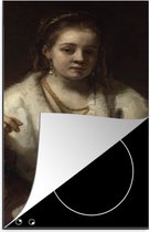 KitchenYeah® Inductie beschermer 30x52 cm - Portret van Hendrickje Stoffels - Schilderij van Rembrandt van Rijn - Kookplaataccessoires - Afdekplaat voor kookplaat - Inductiebeschermer - Inductiemat - Inductieplaat mat