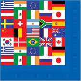 32x Internationaal thema print servetten 33 x 33 cm - Papieren wegwerp servetjes - Internationale versieringen/decoraties