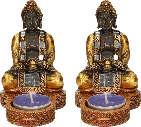 Japanse Boeddha Beeld Hoofd Goud Boomstam D40xH65cm - Totale Showroom Leegverkoop! Tot 80% Korting