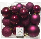 26x stuks kunststof kerstballen framboos roze (magnolia) 6-8-10 cm - Onbreekbare plastic kerstballen