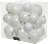 26x stuks kunststof kerstballen wit 6-8-10 cm - Onbreekbare plastic kerstballen