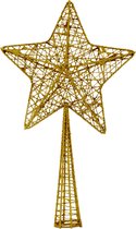 Kunststof ster piek/kerstboom topper glitter goud 28 cm - Kerstversiering/kerstboomversiering