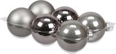 6x stuks kerstversiering kerstballen titanium grijs van glas - 8 cm - mat/glans - Kerstboomversiering