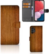 Telefoonhoesje Geschikt voor Samsung Galaxy A13 (4G) Wallet Book Case Donker Hout