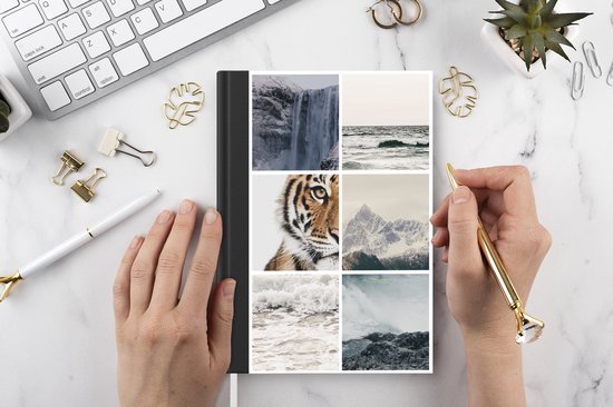 Carnet - Cahier - Tigre - Collage - Cascade - Mer - Carnet - Format A5 - Bloc-notes