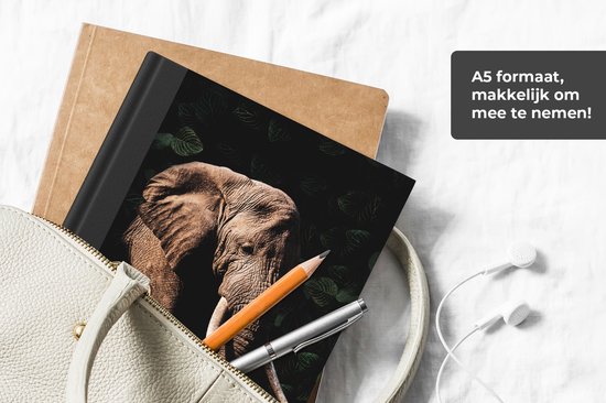 Carnet - Carnet d'écriture - Éléphant - Jungle - Zwart - Carnet - Format A5 - Bloc-notes