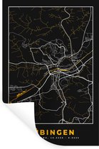 Muurstickers - Sticker Folie - Duitsland – Black and Gold – Tübingen – Stadskaart – Kaart – Plattegrond - 60x90 cm - Plakfolie - Muurstickers Kinderkamer - Zelfklevend Behang - Zelfklevend behangpapier - Stickerfolie