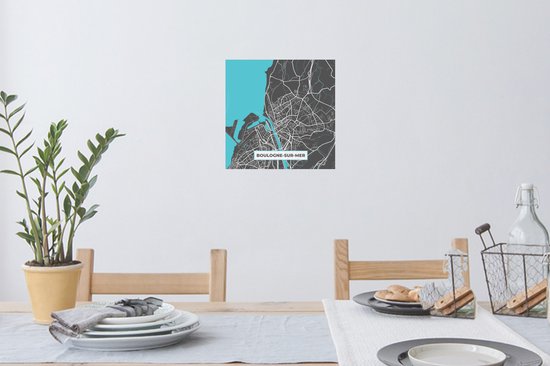 Muurstickers - Sticker Folie - Boulogne-sur-Mer - Frankrijk - Plattegrond - Stadskaart - Kaart - 30x30 cm - Plakfolie - Muurstickers Kinderkamer - Zelfklevend Behang - Zelfklevend behangpapier - Stickerfolie
