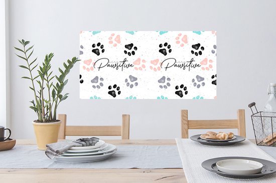 Stickers muraux - Film autocollant - Citations - Chiens - Dictons - Stay Pawsitive - 80x40 cm - Film adhésif - Stickers muraux Chambre d'enfant - Papier peint autocollant - Papier peint autocollant - Film autocollant