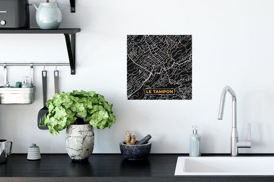 Muurstickers - Sticker Folie - Kaart – Stadskaart – Le Tampon - Plattegrond – Frankrijk - 30x30 cm - Plakfolie - Muurstickers Kinderkamer - Zelfklevend Behang - Zelfklevend behangpapier - Stickerfolie