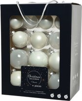 52x boules en verre blanc pcs 5, 6 et 7 cm - mat/brillant - Décorations de Noël/ décorations d'arbres