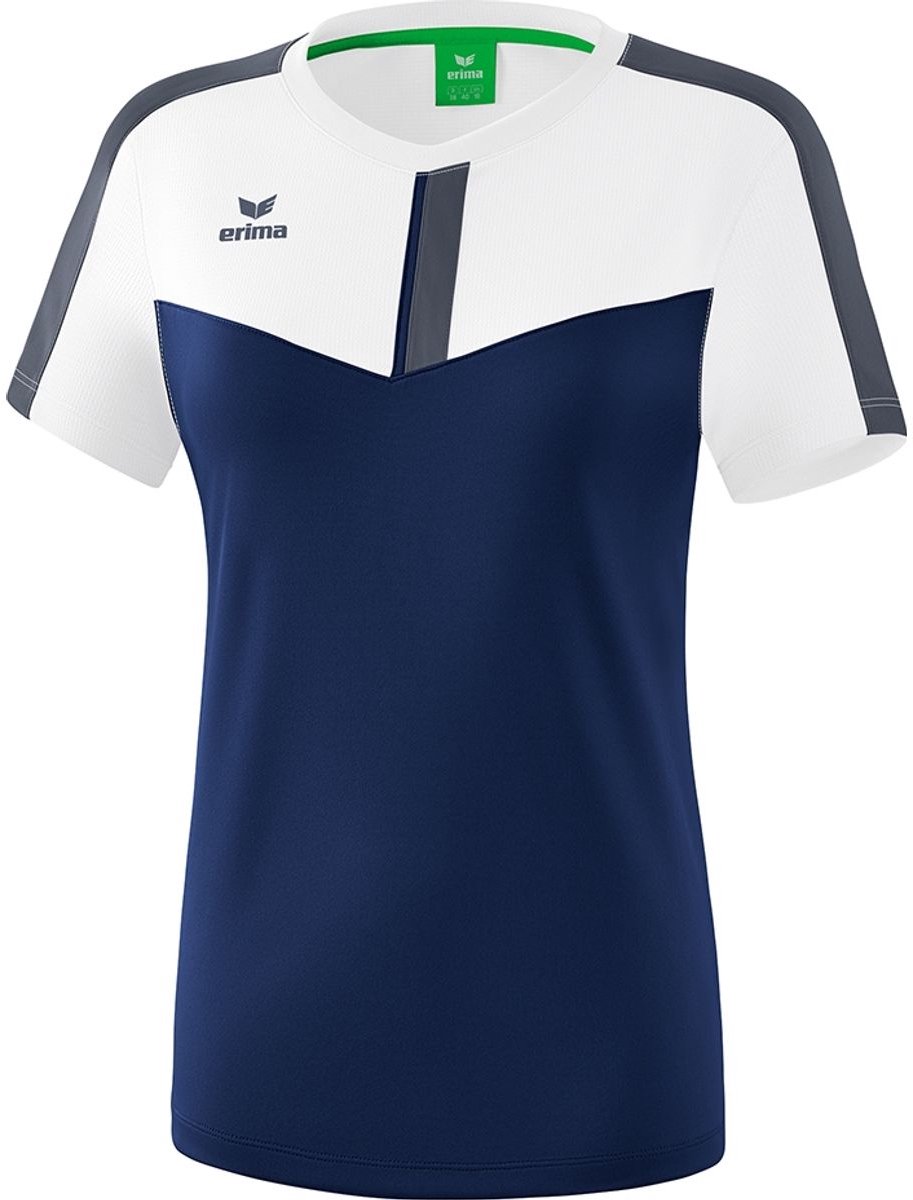 Erima Squad T-Shirt Dames - Wit / New Navy / Slate Grey | Maat: 44
