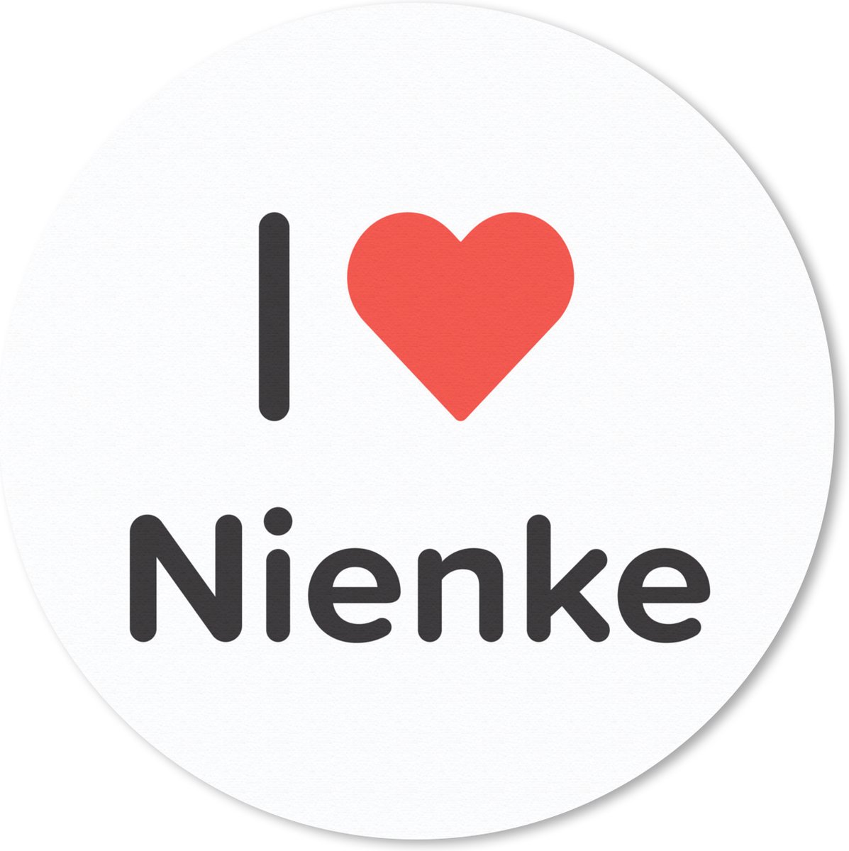 Muismat rond 30x30 cm - Mousepad I love - Nienke - Meisje - Ronde muismatten