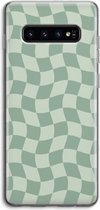 Case Company® - Hoesje geschikt voor Samsung Galaxy S10 4G hoesje - Grid Groen - Soft Cover Telefoonhoesje - Bescherming aan alle Kanten en Schermrand