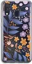 Case Company® - Hoesje geschikt voor Samsung Galaxy A40 hoesje - Flowers with blue leaves - Soft Cover Telefoonhoesje - Bescherming aan alle Kanten en Schermrand