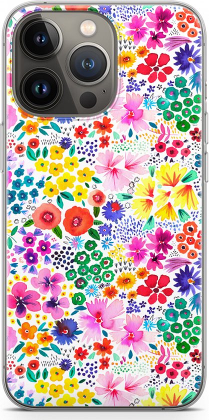 Case Company® - Hoesje geschikt voor iPhone 13 Pro hoesje - Little Flowers - Soft Cover Telefoonhoesje - Bescherming aan alle Kanten en Schermrand
