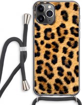 Case Company® - Hoesje met koord geschikt voor iPhone 11 Pro Max hoesje met Koord - Luipaard - Telefoonhoesje met Zwart Koord - Extra Bescherming aan alle Kanten en Over de Schermrand