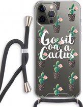 Case Company® - Hoesje met koord geschikt voor iPhone 12 Pro hoesje met Koord - Cactus quote - Telefoonhoesje met Zwart Koord - Extra Bescherming aan alle Kanten en Over de Schermrand