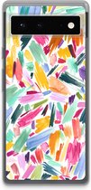 Case Company® - Hoesje geschikt voor Google Pixel 6 hoesje - Watercolor Brushstrokes - Soft Cover Telefoonhoesje - Bescherming aan alle Kanten en Schermrand