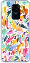 Case Company® - Hoesje geschikt voor Xiaomi Redmi Note 9 hoesje - Watercolor Brushstrokes - Soft Cover Telefoonhoesje - Bescherming aan alle Kanten en Schermrand