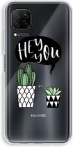 Case Company® - Hoesje geschikt voor Huawei P40 Lite hoesje - Hey you cactus - Soft Cover Telefoonhoesje - Bescherming aan alle Kanten en Schermrand