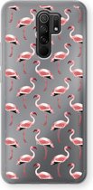 Case Company® - Hoesje geschikt voor Xiaomi Redmi 9 hoesje - Flamingo - Soft Cover Telefoonhoesje - Bescherming aan alle Kanten en Schermrand