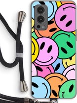 Case Company® - Coque OnePlus Nord 2 5G avec cordon - Smiley N°1 - Coque pour téléphone avec cordon Zwart - Protection sur tous les côtés et sur le bord de l'écran