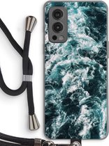 Case Company® - Hoesje met koord geschikt voor OnePlus Nord 2 5G hoesje met Koord - Zee golf - Telefoonhoesje met Zwart Koord - Bescherming aan alle Kanten en Over de Schermrand