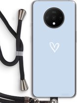 Case Company® - Hoesje met koord geschikt voor OnePlus 7T hoesje met Koord - Klein Hart Blauw - Telefoonhoesje met Zwart Koord - Bescherming aan alle Kanten en Over de Schermrand