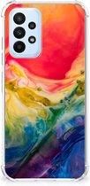 Shockproof Case Geschikt voor Samsung Galaxy A23 Telefoonhoesje Valbescherming met transparante rand Watercolor Dark