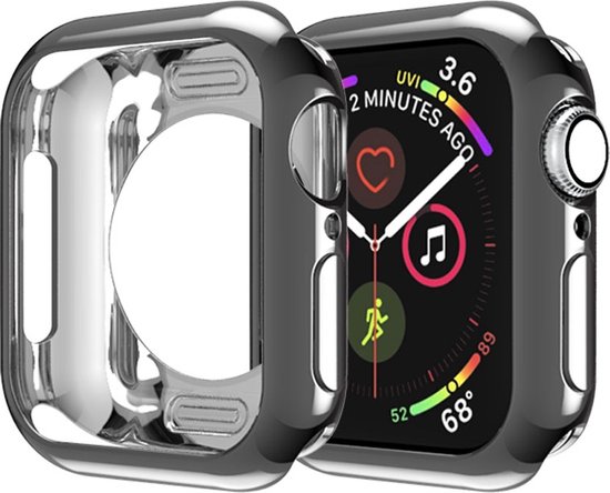 By Qubix Siliconen case 38mm - Zwart - Geschikt voor Apple Watch 38mm hoesje - screenprotector - Bescherming iWatch - Bescherm hoesje