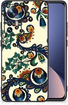 Telefoonhoesje met Naam Xiaomi 12 | 12X Hoesje maken met Zwarte rand Barok Flower
