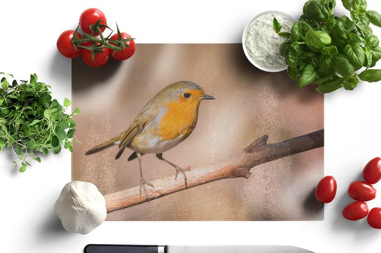 Planche à découper en Verres - 39x28 - Vogel - Branche - Rouge-gorge - Planches à découper en Glas