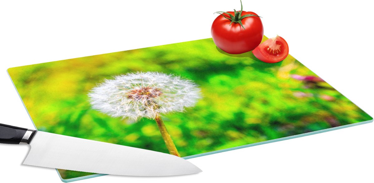 Glazen Snijplank - 39x28 - Paardenbloem - Grasveld - Bloem - Snijplanken Glas
