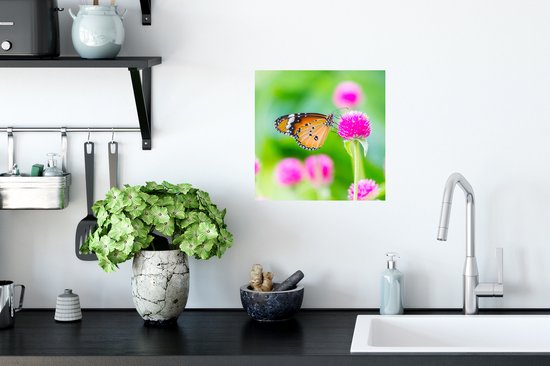 Muurstickers - Sticker Folie - Landelijk - Vlinder - Distel - Bloem - 30x30 cm - Plakfolie - Muurstickers Kinderkamer - Zelfklevend Behang - Zelfklevend behangpapier - Stickerfolie