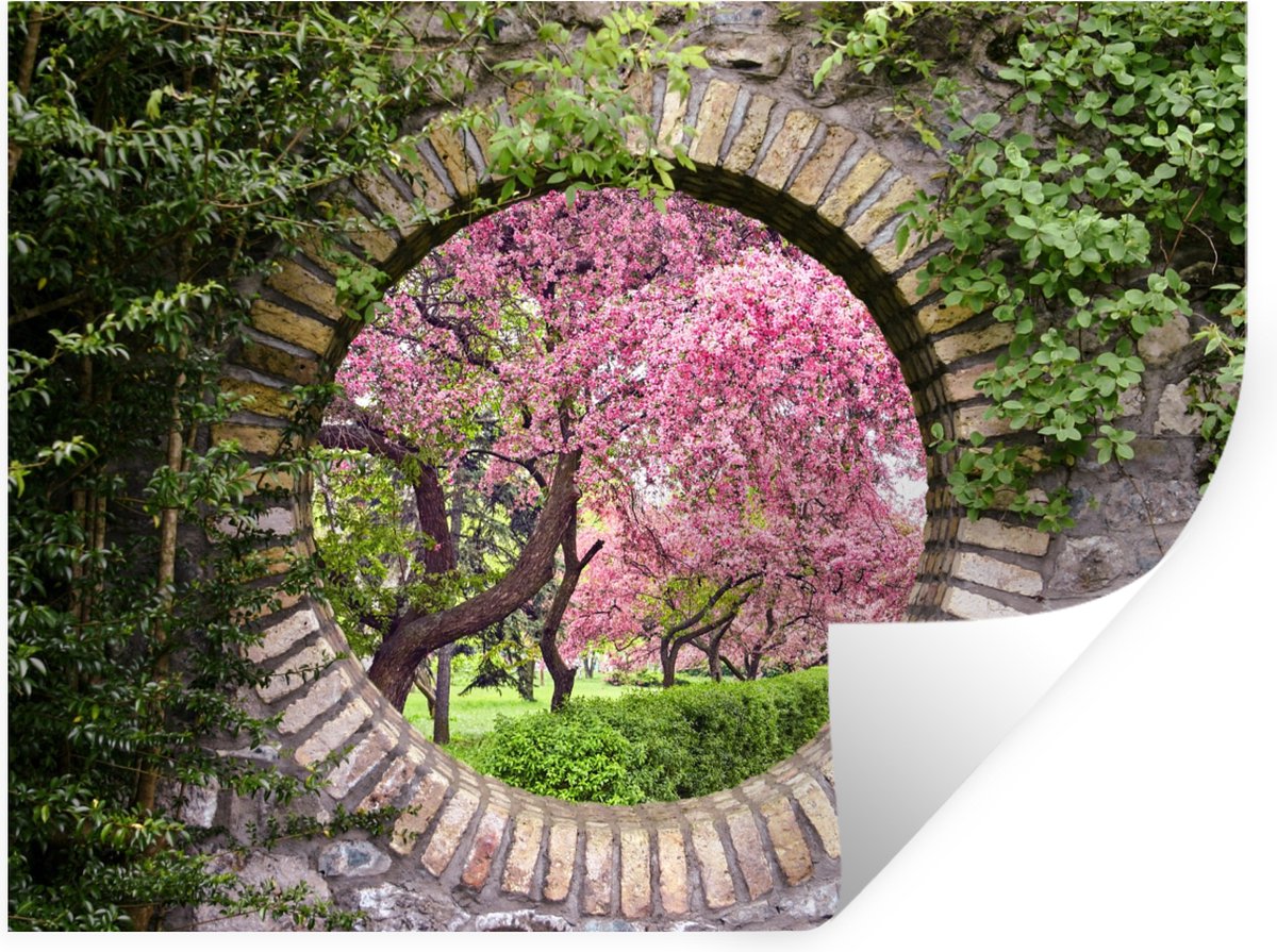 Muurstickers - Sticker Folie - Doorkijk - Sakura - Bloesem - Japans - 160x120 cm - Plakfol